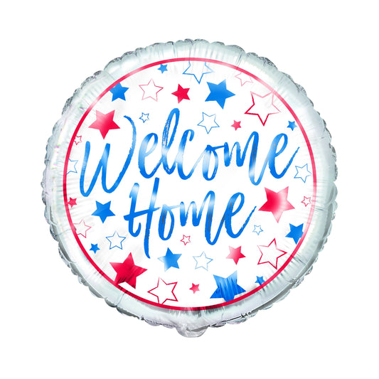 Red, White, Blue Welcome Home Round Foil Balloon 18", Bulk