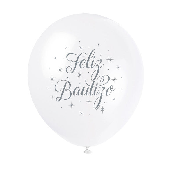 Feliz Bautizo Baptism 12" Latex Balloons, 8ct