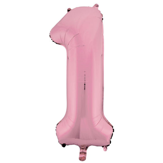 Lovely Pink Number 1 Shaped Foil Balloon 34", Packaged