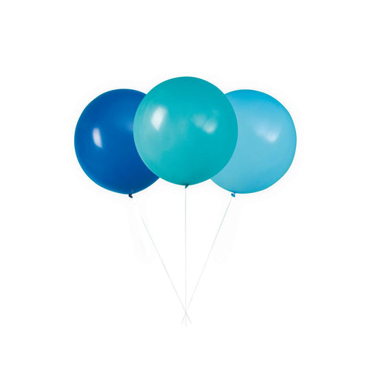 Blue & Teal Giant Latex Balloons 24", 3ct