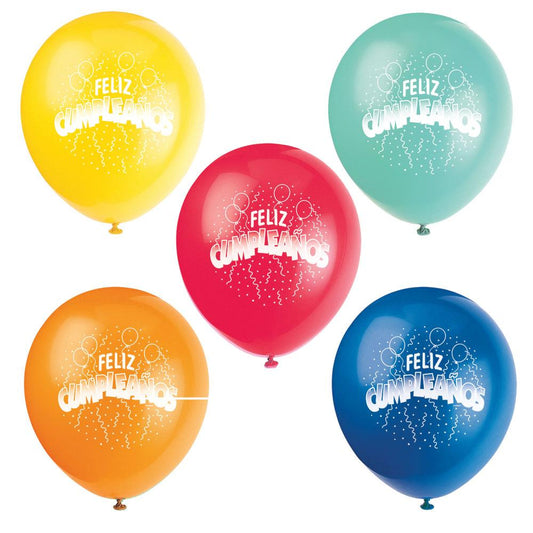 Feliz Cumplea–os 12" Latex Balloons, 8ct