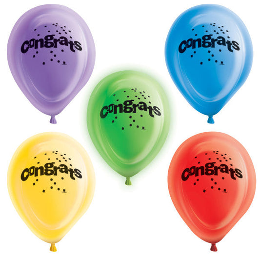 Congrats Latex Light Up Balloons, 5ct
