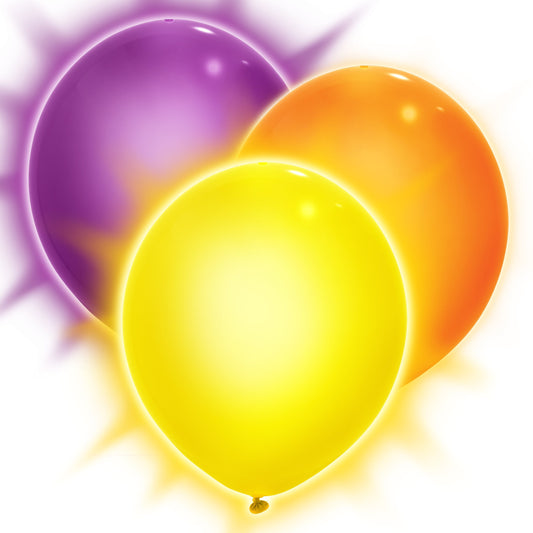 Illooms Solid Assorted Colors Light Up Balloons 9", 12ct