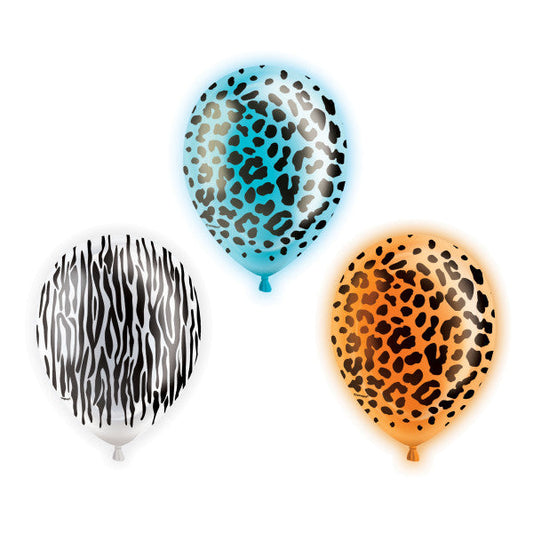 Safari Animal Light Up Balloons, 5ct