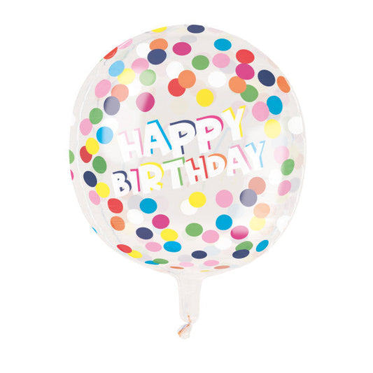 Polka Dot Birthday Printed Clear Sphere Helium Balloon 15√ì