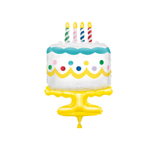 Giant Birthday Cake Shaped Foil Balloon 25", Packaged