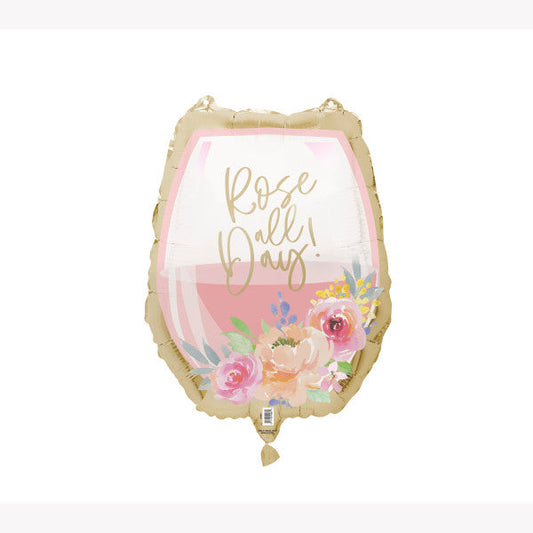 Giant Rosé All Day Wine Glass Foil Balloon 17", Packaged