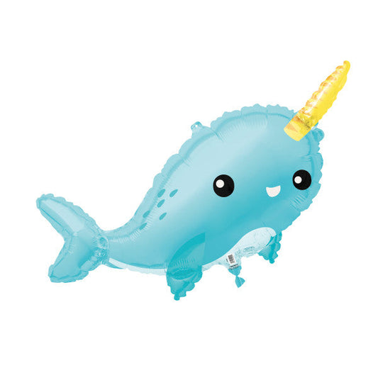 Giant Narwhal Foil Balloon 37", Packaged