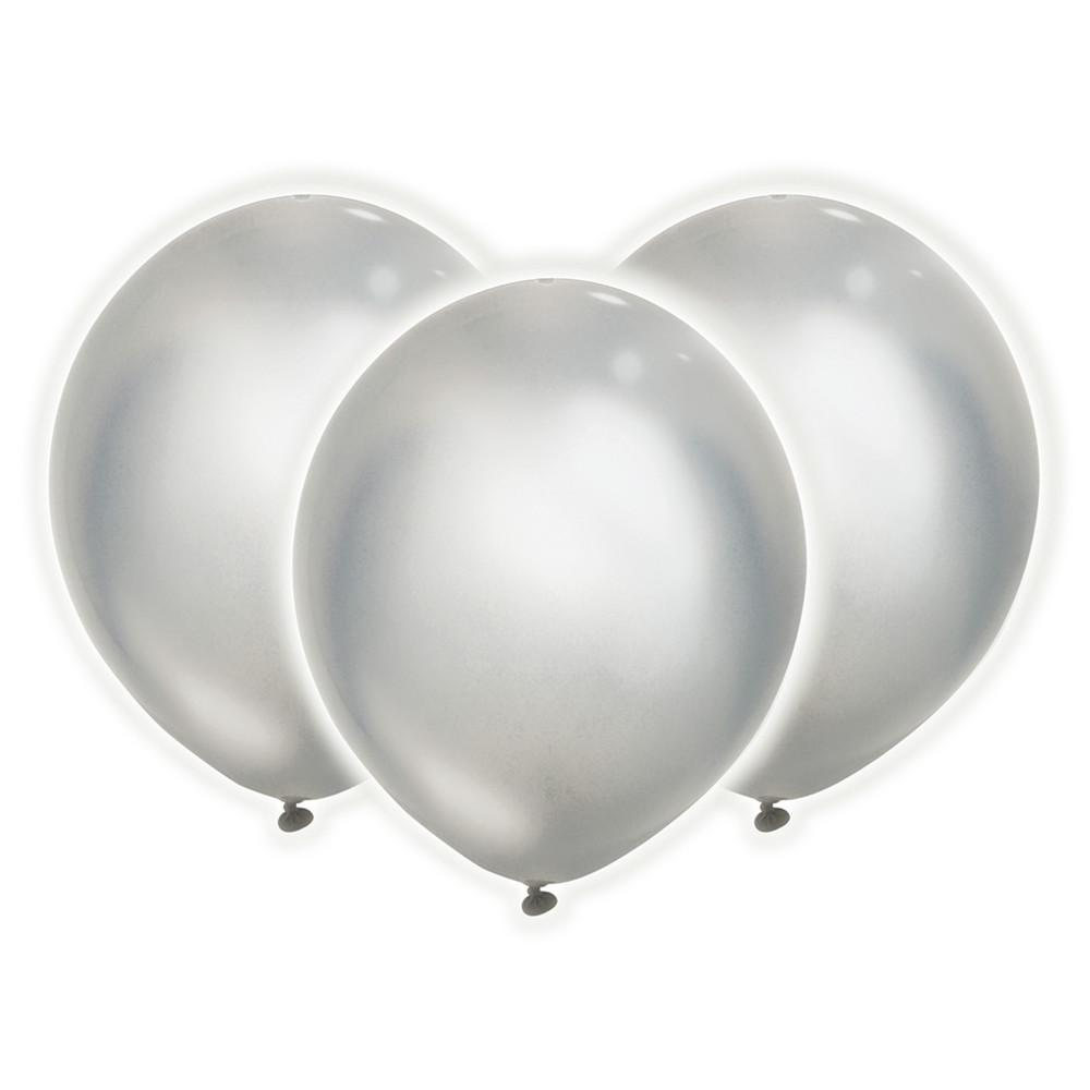 Illooms Solid Silver Light Up Balloons, 12ct
