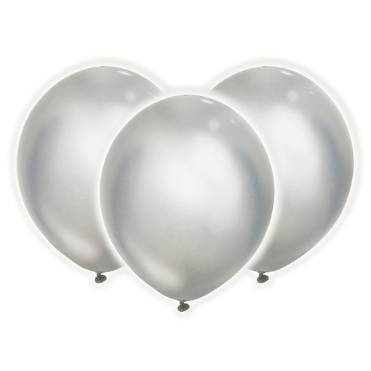 Illooms Solid Silver Light Up Balloons, 12ct