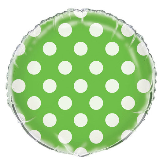 Lime Green Dots Round Foil Balloon 18", Bulk