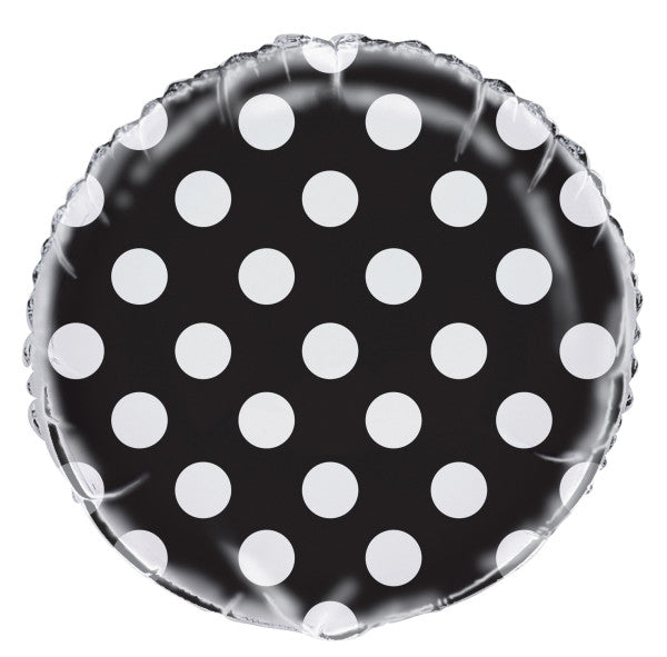 Black Dots Round Foil Balloon 18", Bulk