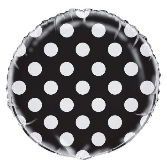 Black Dots Round Foil Balloon 18", Bulk