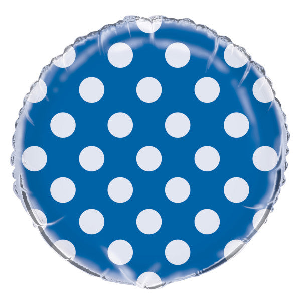 Royal Blue Dots Round Foil Balloon 18", Bulk