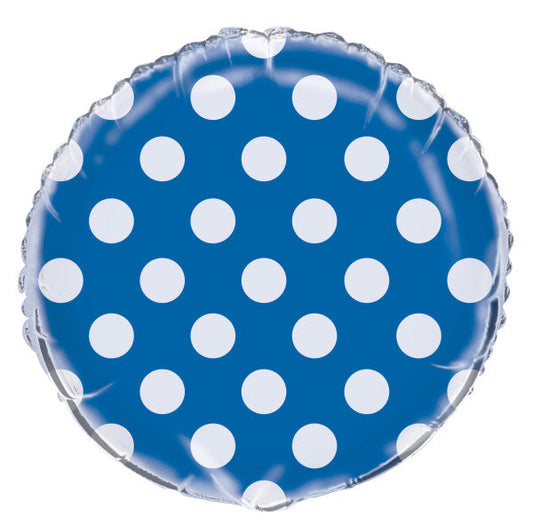 Royal Blue Dots Round Foil Balloon 18", Bulk
