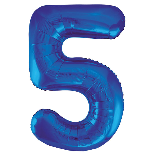 Royal Blue Number 5 Shaped Foil Balloon 34", Packaged