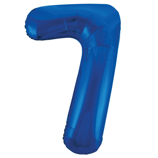 Royal Blue Number 7 Shaped Foil Balloon 34", Packaged