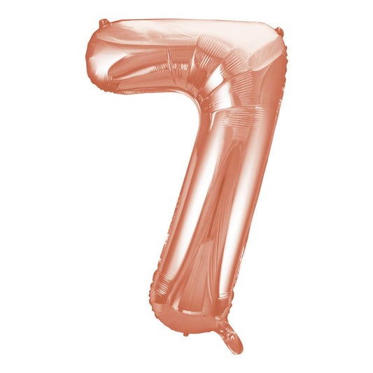 Rose Gold Number 7 Shaped Foil Balloon 34", Packaged