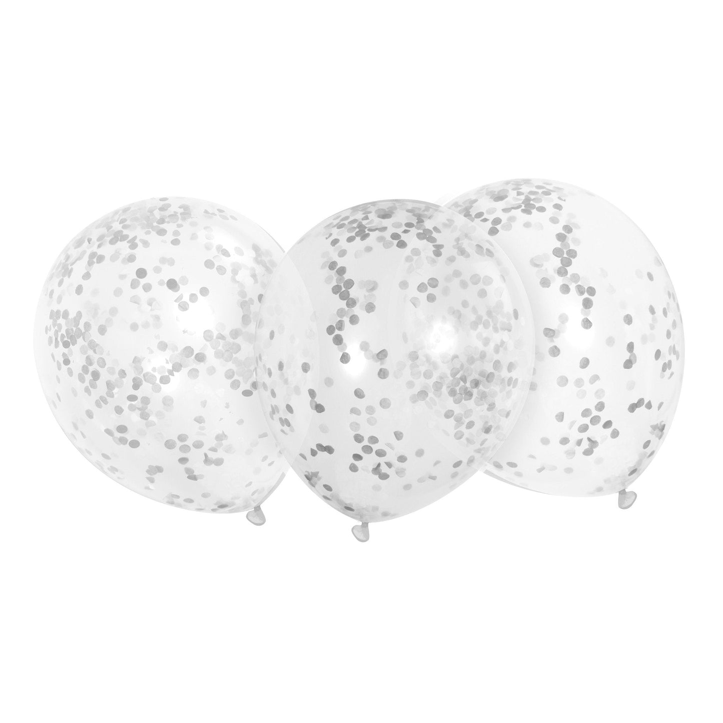 Clear Latex Balloons with Silver Confetti 12", 6ct - Pre-Filled
