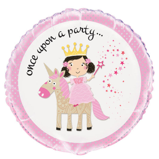Pink Princess Unicorn Round Foil Balloon 18", Bulk
