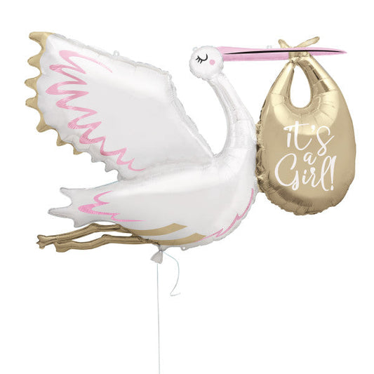 Stork "It's a Girl" Giant Foil Balloon 29", Packaged