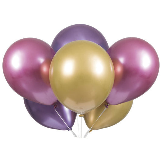 Pink, Purple & Gold Platinum 11" Latex Balloons, 6ct - Assorted