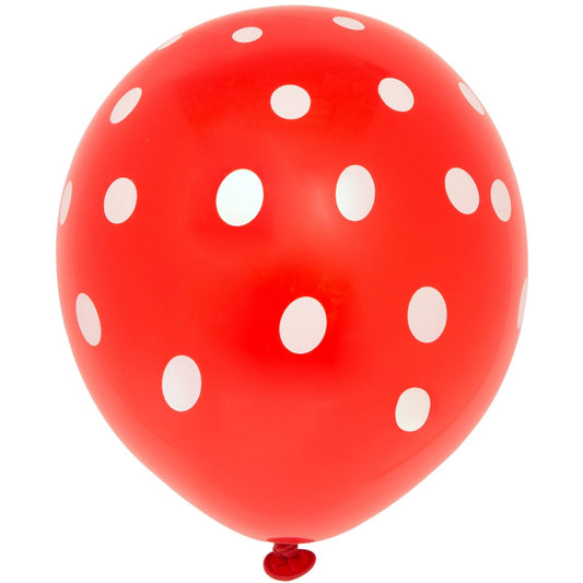 12" Latex Balloons, 6ct - Ruby Red Dots