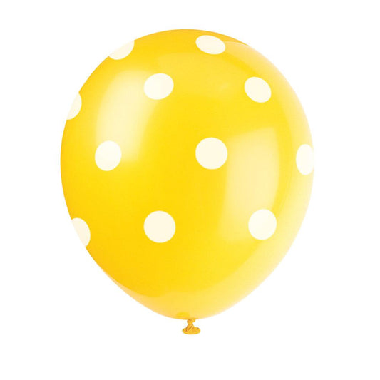 12" Latex Balloons, 6ct - Sunflower Yellow Dots