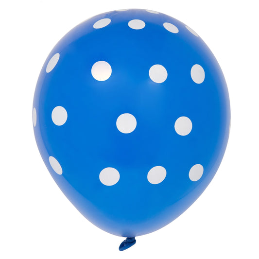 12" Latex Balloons, 6ct - Royal Blue Dots