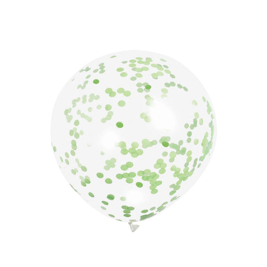 Clear Latex Balloons with Lime Green Confetti 12", 6ct