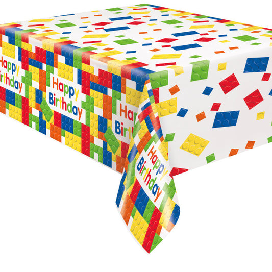 Building Blocks Birthday Rectangular Plastic Table Cover, 54" x 84"