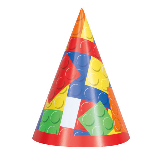 Building Blocks Birthday Party Hats, 8ct