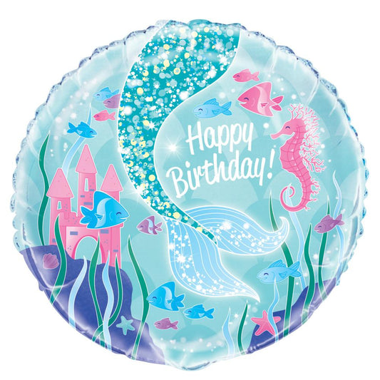 Mermaid Round Foil Balloon 18", Bulk
