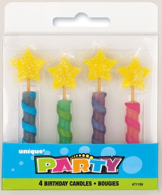 Star Top Birthday Candles, 4ct