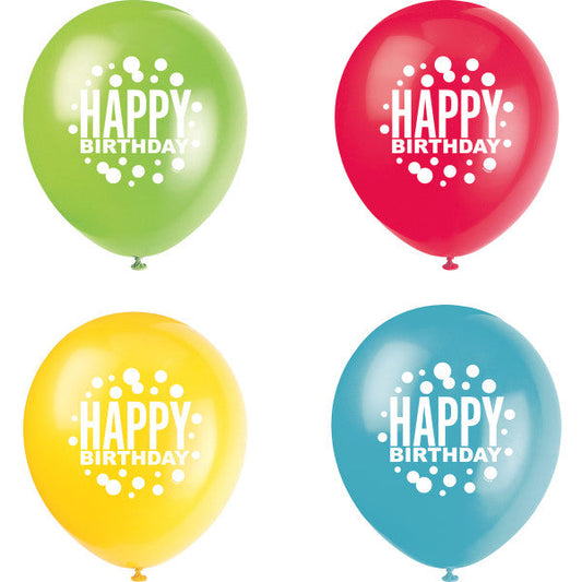 Rainbow Spots Birthday 12" Latex Balloons, 8ct