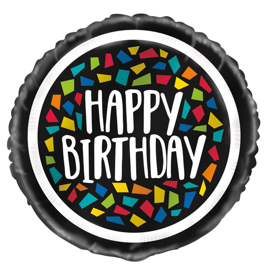 Colorful Mosaic Birthday Round Foil Balloon 18", Bulk