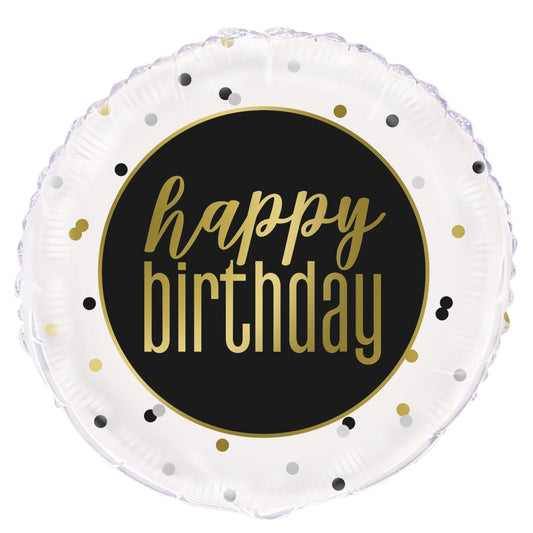 Metallic Happy Birthday Round Foil Balloon 18", Bulk