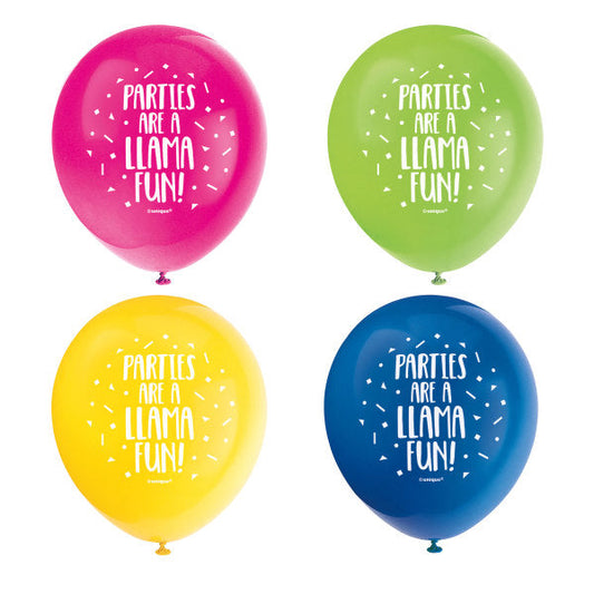 Llama Birthday 12" Latex Balloons, 8ct