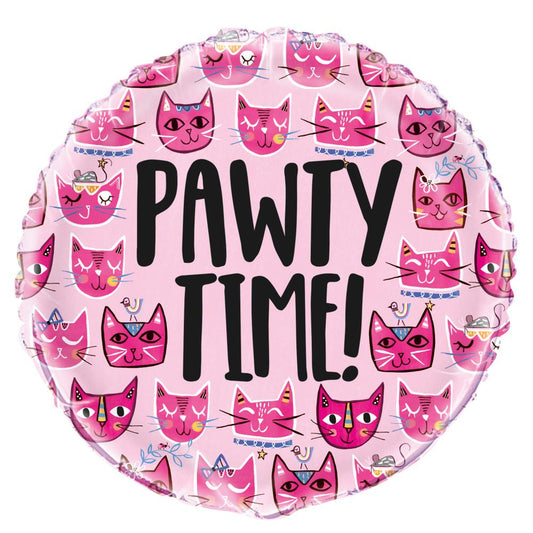 Pink Cat Round Foil Balloon 18", Bulk