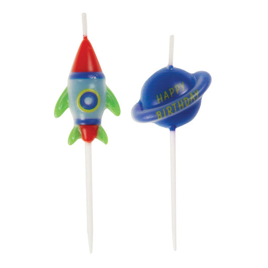 Outer Space Pick Birthday Candles, 6ct