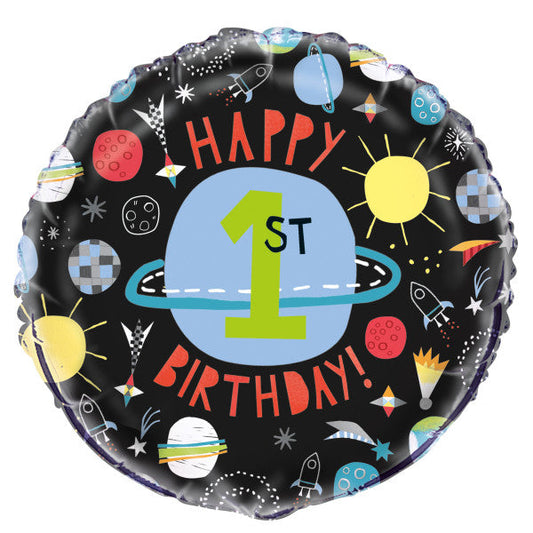 Outer Space Round Foil Balloon 18", Packaged