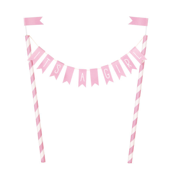 It's a Girl Baby Shower Bunting Cake Topper