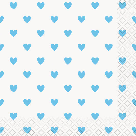 Blue Hearts Baby Shower Beverage Napkins, 16ct