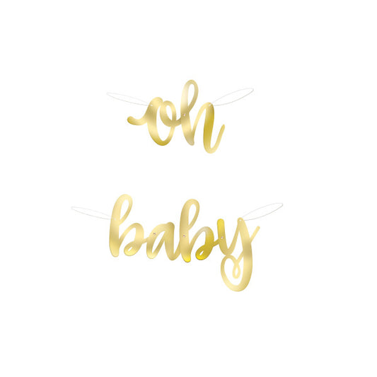 Oh Baby Gold Foil Script Banner, 2.8 ft