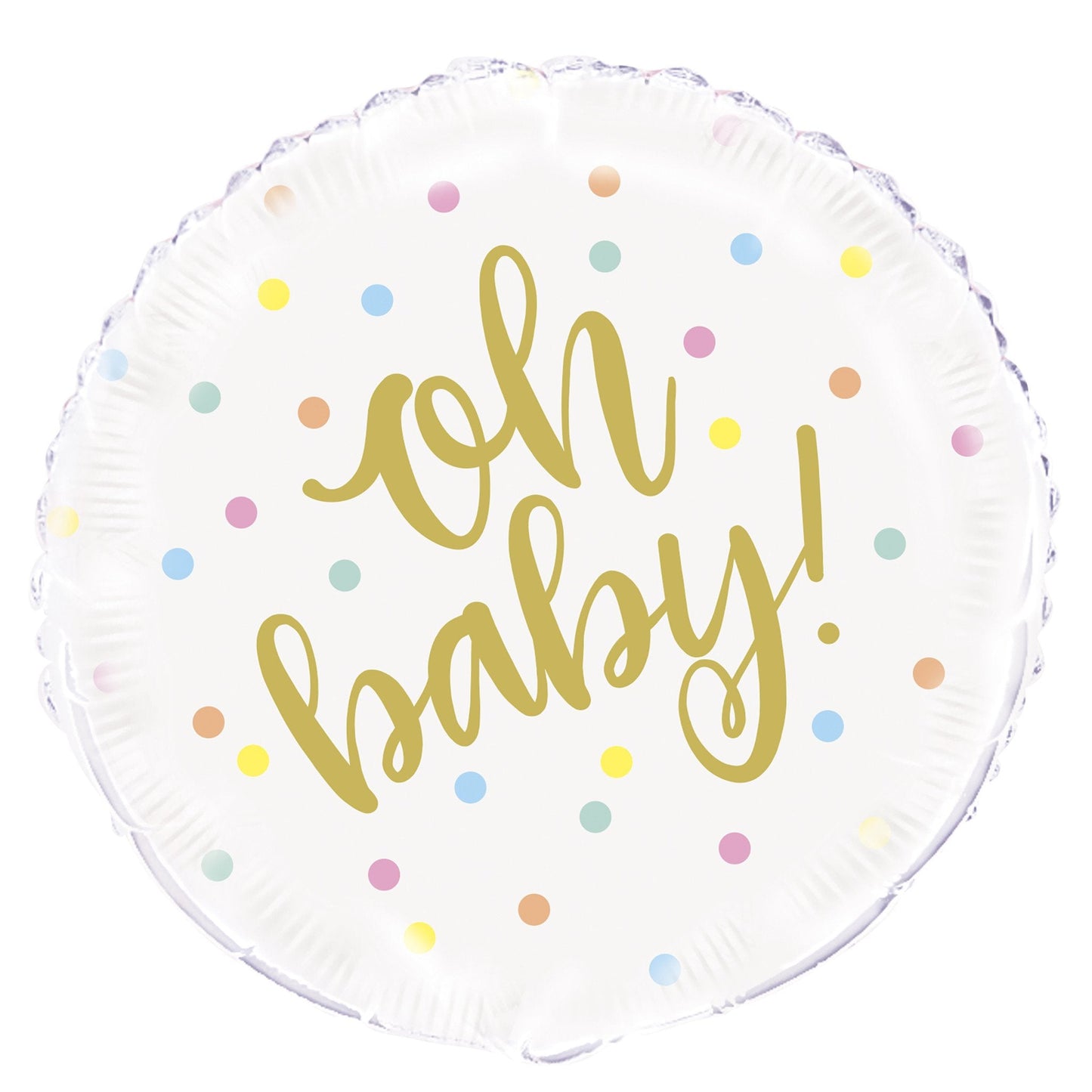 Oh Baby Gold Baby Shower Round Foil Balloon 18", Packaged