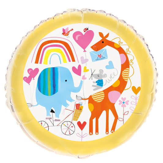 Zoo Baby Shower Round Foil Balloon 18", Bulk