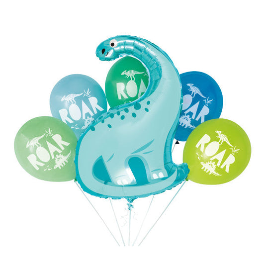 Dinosaur Giant Foil & Latex Balloon Bouquet Kit, 6pc
