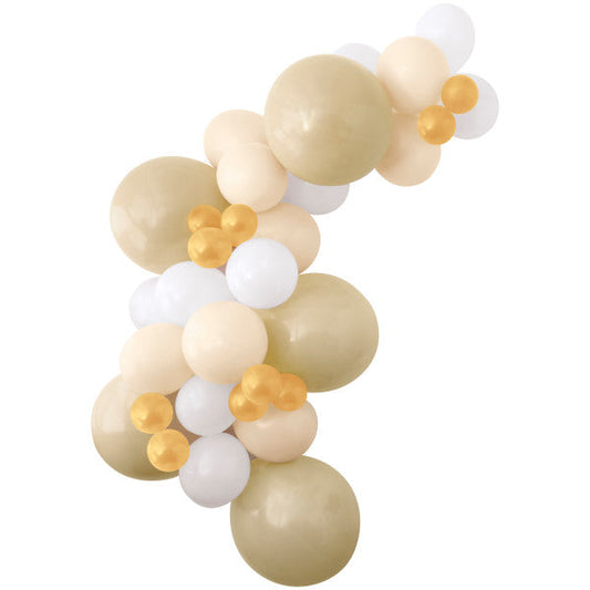 Assorted Gold & White Double Stuffed Latex Balloon Arch Kit, 33pc