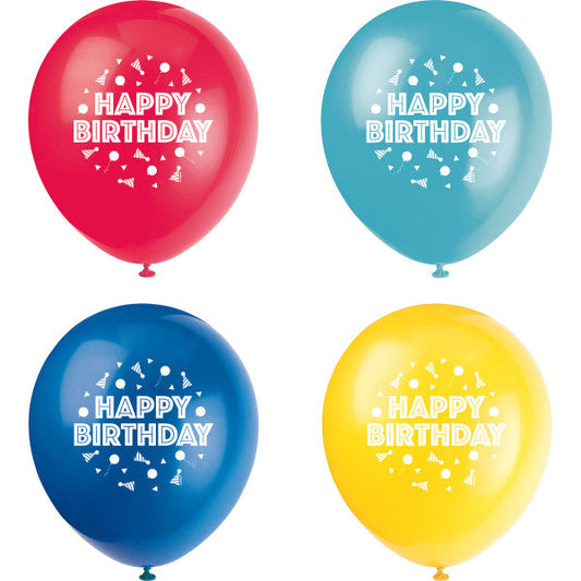 Peppy Birthday 12" Latex Balloons, 8ct
