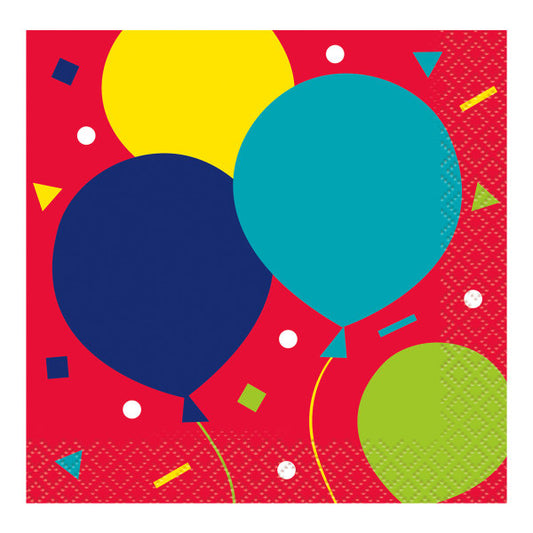 Balloon Party Birthday Beverage Napkins, 16ct